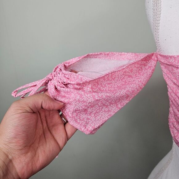 NWT Nasty Gal Floral Ruched Crop Top. Pink Med - Picture 5 of 15